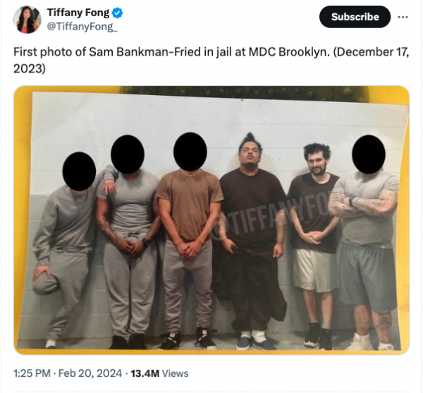 SBF настаивает на своей невиновности, торгуя рисом в тюрьме