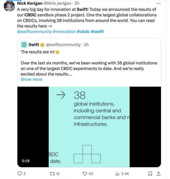 SWIFT объявляет об&nbsp;успешных испытаниях второго коннектора в&nbsp;песочнице&nbsp;CBDC