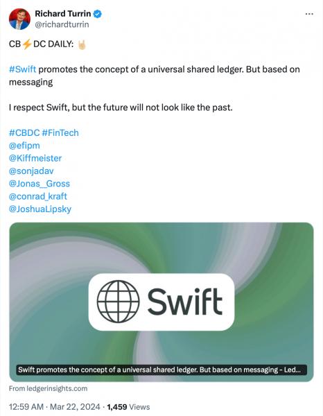 SWIFT хочет выполнять роль&nbsp;единого&nbsp;реестра в&nbsp;токенизированном будущем
