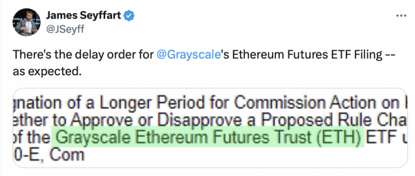 SEC отложила решение по фьючерсному ETF Grayscale ETF