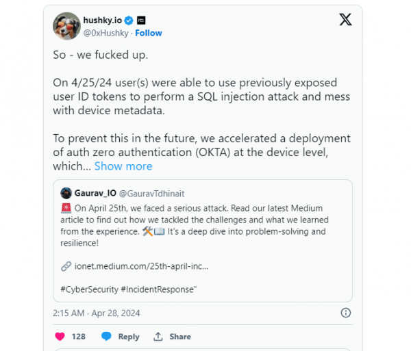 Io. net реагирует на атаку метаданных графического процессора