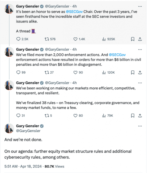 Сообщение об отставке Гэри Генслера разочаровало криптовалюту X Сообщение об отставке Гэри Генслера разочаровало криптовалюту X