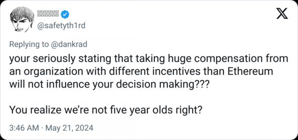 Данкрад Файст из Ethereum присоединяется к EigenLayer и вызывает гнев сообщества Данкрад Файст из Ethereum присоединяется к EigenLayer и вызывает гнев сообщества