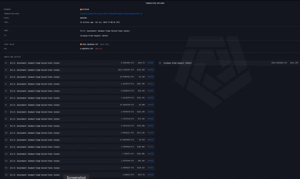 Правительство США отправило 3940 биткоинов на Coinbase