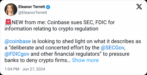 Coinbase судится с&nbsp;SEC и&nbsp;FDIC из-за несоблюдения FOIA