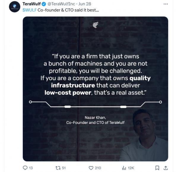 Биткоин-майнер TeraWulf открыт для слияний, но не для «строительства империи» Биткоин-майнер TeraWulf открыт для слияний, но не для «строительства империи»