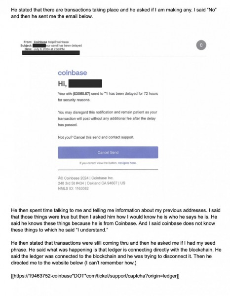 Мошенники, имитирующие Coinbase, украли у пользователя $1,7 млн в серии атак
