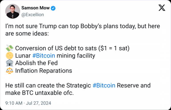 Сторонник Биткоин Моу перечисляет шесть предложений для выступления Трампа в Нэшвилле Сторонник Биткоин Моу перечисляет шесть предложений для выступления Трампа в Нэшвилле