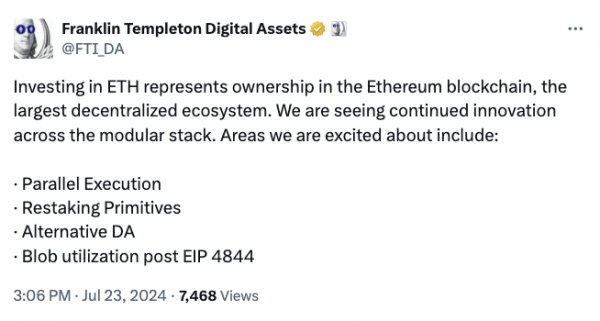 Franklin Templeton присматривается к Solana ETF после успеха Ethereum Franklin Templeton присматривается к Solana ETF после успеха Ethereum
