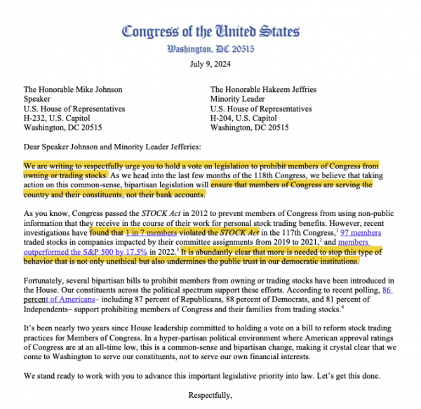 Сенаторы США заключили соглашение о запрете законодателям торговли акциями