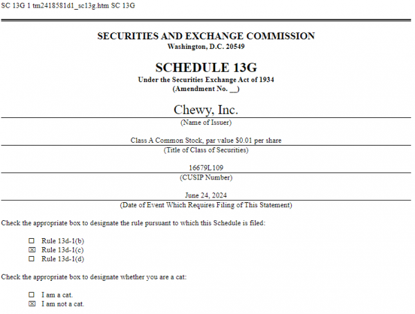 Ревущий Китти украл 6,6% Chewy Inc и пояснил, что он «не кот» Ревущий Китти украл 6,6% Chewy Inc и пояснил, что он «не кот»