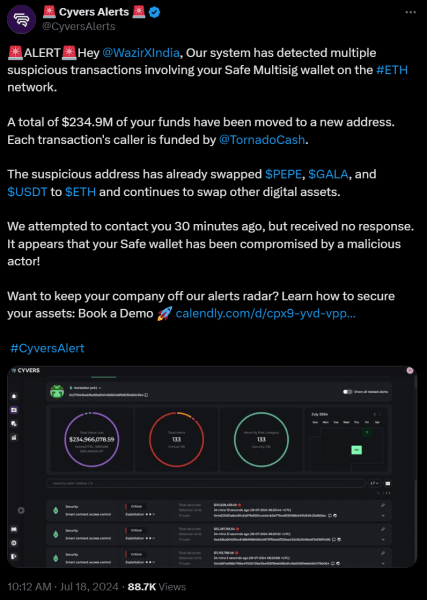 Взлом биржи WazirX. Что хакер делает с украденными активами? Взлом биржи WazirX. Что хакер делает с украденными активами?