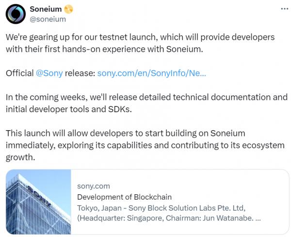 Блокчейн Ethereum Layer 2 Soneium запущен Sony для привлечения разработчиков Web3 Блокчейн Ethereum Layer 2 Soneium запущен Sony для привлечения разработчиков Web3