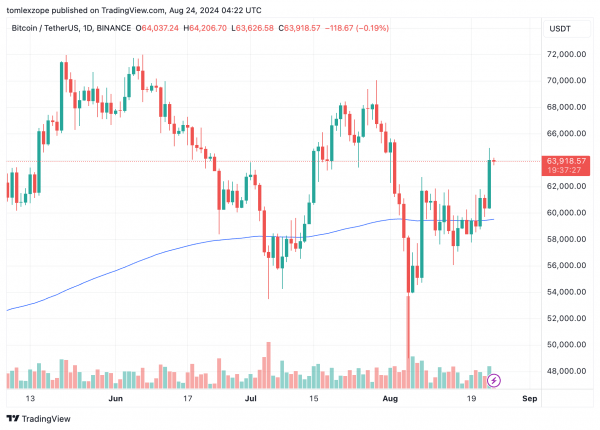 Цена Биткоин выросла выше $64 000 — вот уровень сопротивления, за которым стоит следить Цена Биткоин выросла выше $64 000 — вот уровень сопротивления, за которым стоит следить