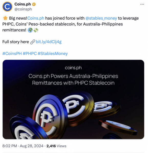 Stables Money подключает стейблкоин филиппинского песо от Coins.ph