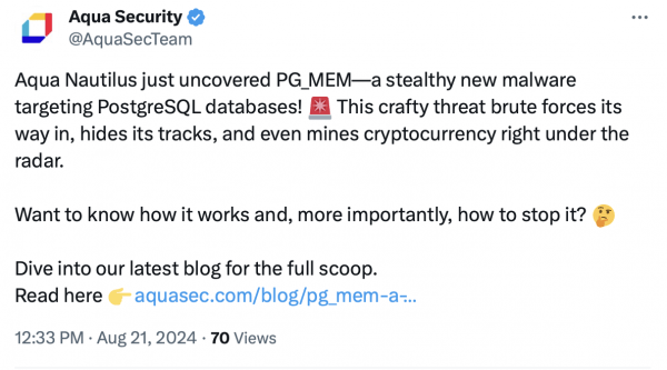 Вредоносное ПО использует слабые пароли в PostgreSQL для криптоджекинга Вредоносное ПО использует слабые пароли в PostgreSQL для криптоджекинга