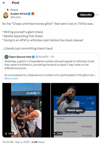 Сбой Chase «бесконечные деньги» оставил тиктокеров в огромных долгах