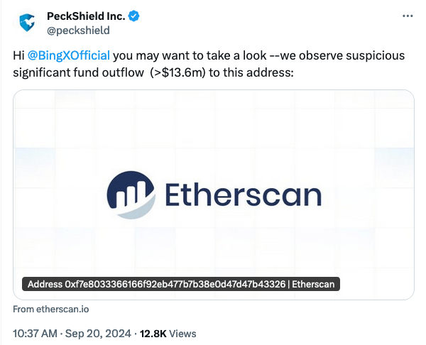 BingX подтверждает «незначительные» потери на фоне паники по поводу горячих движений кошельков