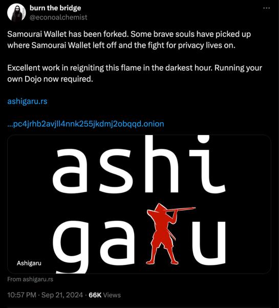 Исходный код Samourai Wallet лег в основу проекта Ashigaru Исходный код Samourai Wallet лег в основу проекта Ashigaru