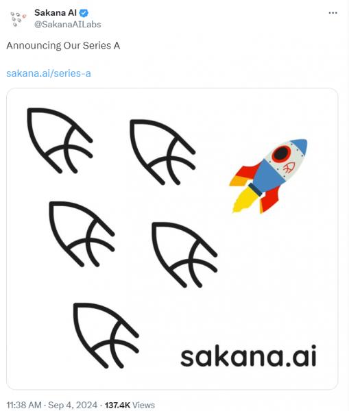 Японская компания Sakana AI проводит исследования с&nbsp;Nvidia и&nbsp;привлекает $100&nbsp;млн