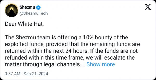Криптокредитор Shezmu вернул украденные средства путем переговоров