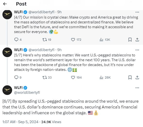 DeFi-проект семьи Трампа надеется «сохранить доминирование доллара США» DeFi-проект семьи Трампа надеется «сохранить доминирование доллара США»