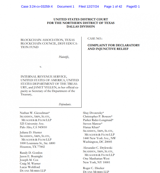 Ассоциация блокчейн подает в суд на IRS из-за правил криптовалютных брокеров