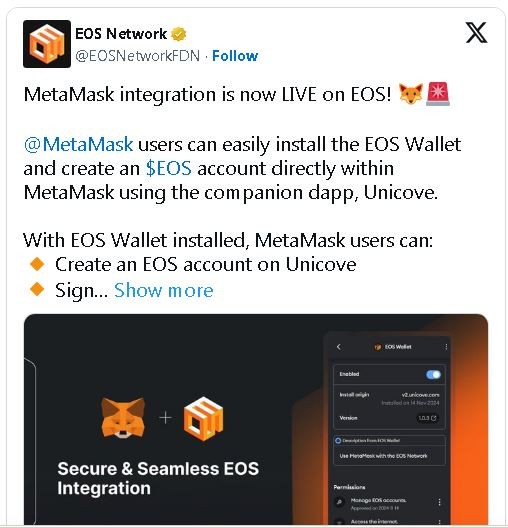 Пользователи&thinsp;MetaMask&thinsp;теперь&thinsp;могут&thinsp;стейкать&thinsp;EOS