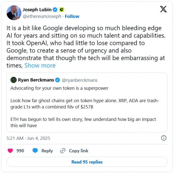 Гендиректор Consensys: Ethereum возвращается в игру &mdash; благодаря давлению со стороны биткоина и Solana