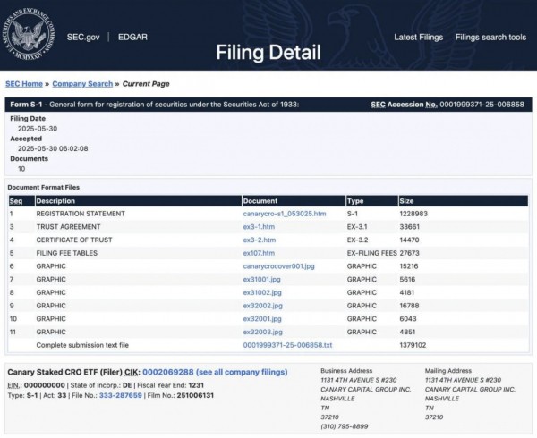 Canary Capital подала заявку в SEC на запуск стейкинг-ETF по токену CRO Canary Capital подала заявку в SEC на запуск стейкинг-ETF по токену CRO