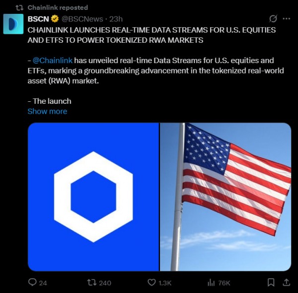 Chainlink запускает котировки Nasdaq на 37 блокчейнах Chainlink запускает котировки Nasdaq на 37 блокчейнах