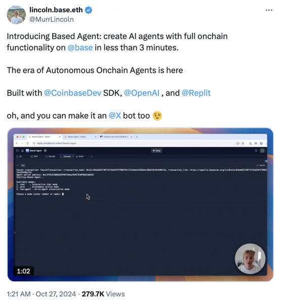 Coinbase представляет «Агент на основе» для создания агентов ИИ за 3 минуты