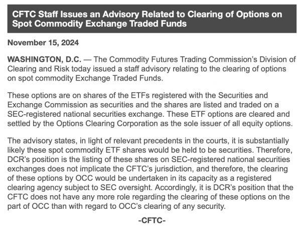 CFTC преодолевает &laquo;второе препятствие&raquo; для спотовых опционов Bitcoin ETF